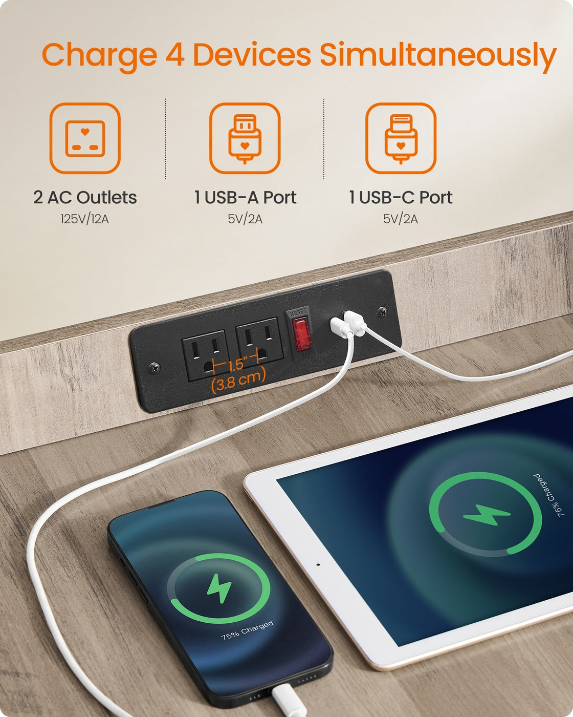 Modern Dog Crate with Charging Station - Heather Greige