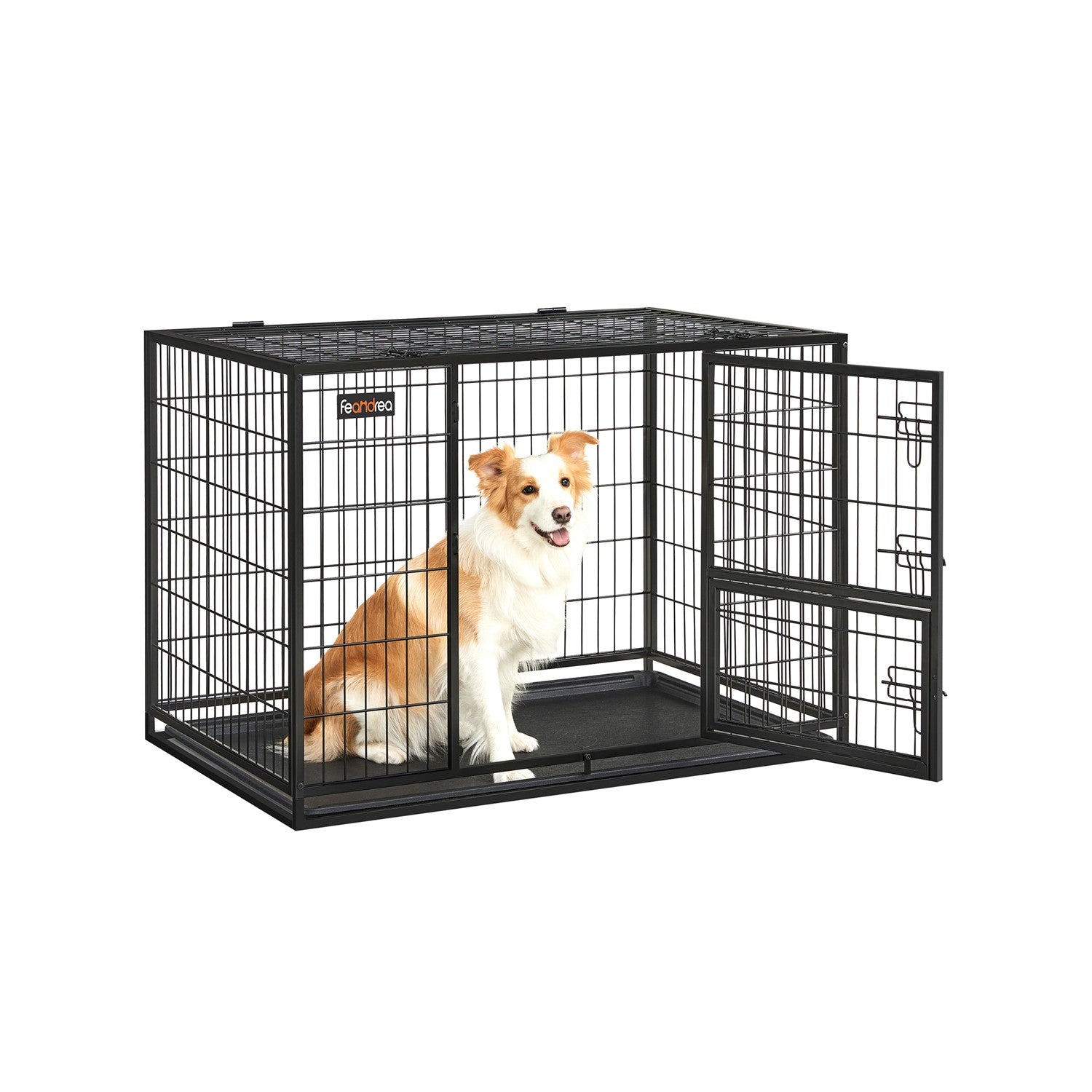 Heavy-Duty Dog Crate with Metal Frame - Black - Large