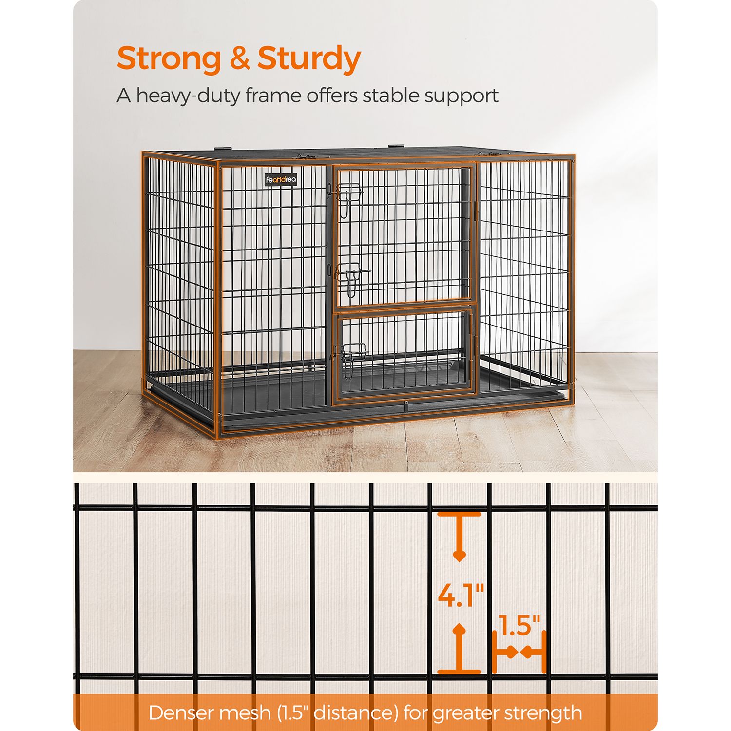 Heavy-Duty Dog Crate with Metal Frame - Black