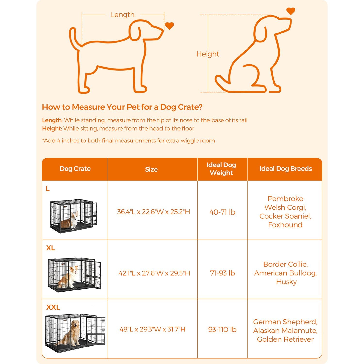 Heavy-Duty Dog Crate with Metal Frame - Black