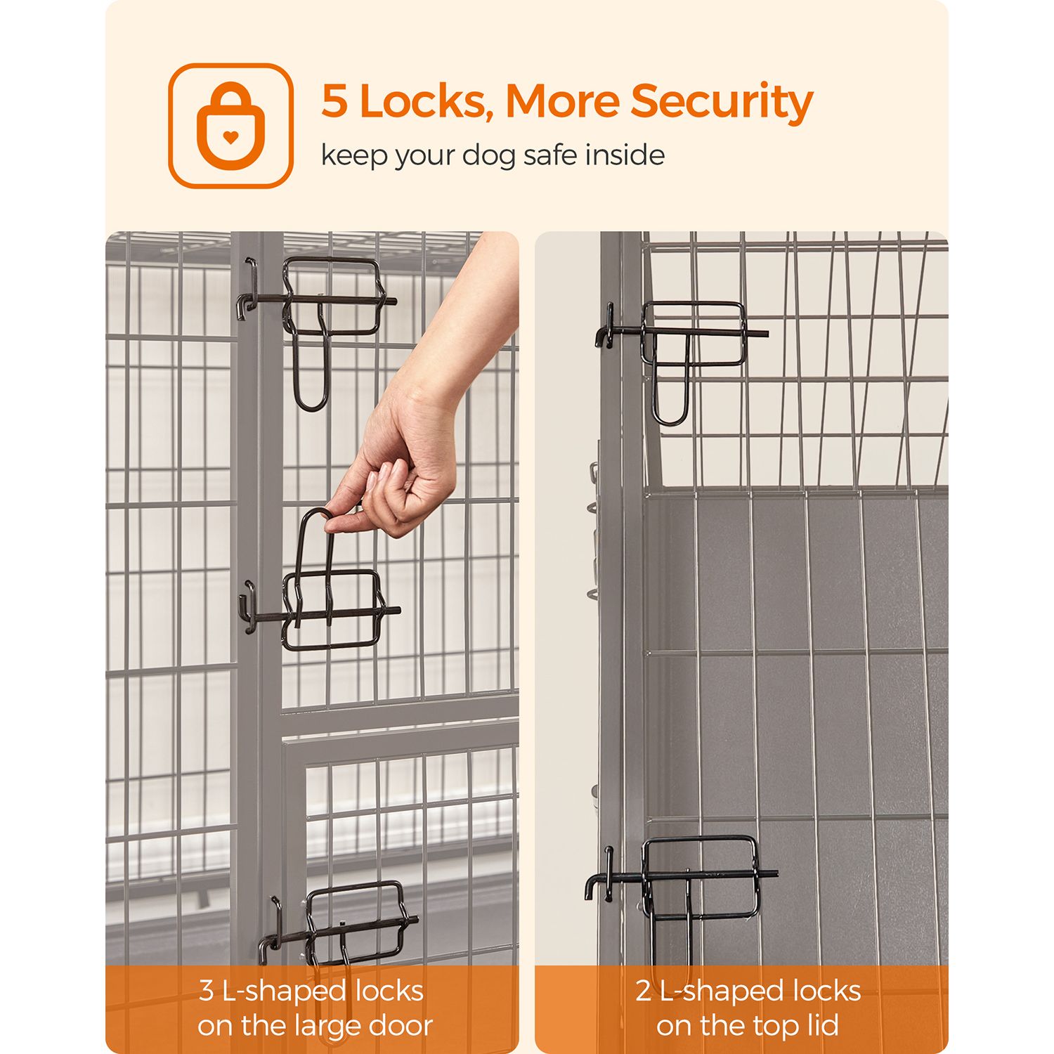 Heavy-Duty Dog Crate with Metal Frame - Black