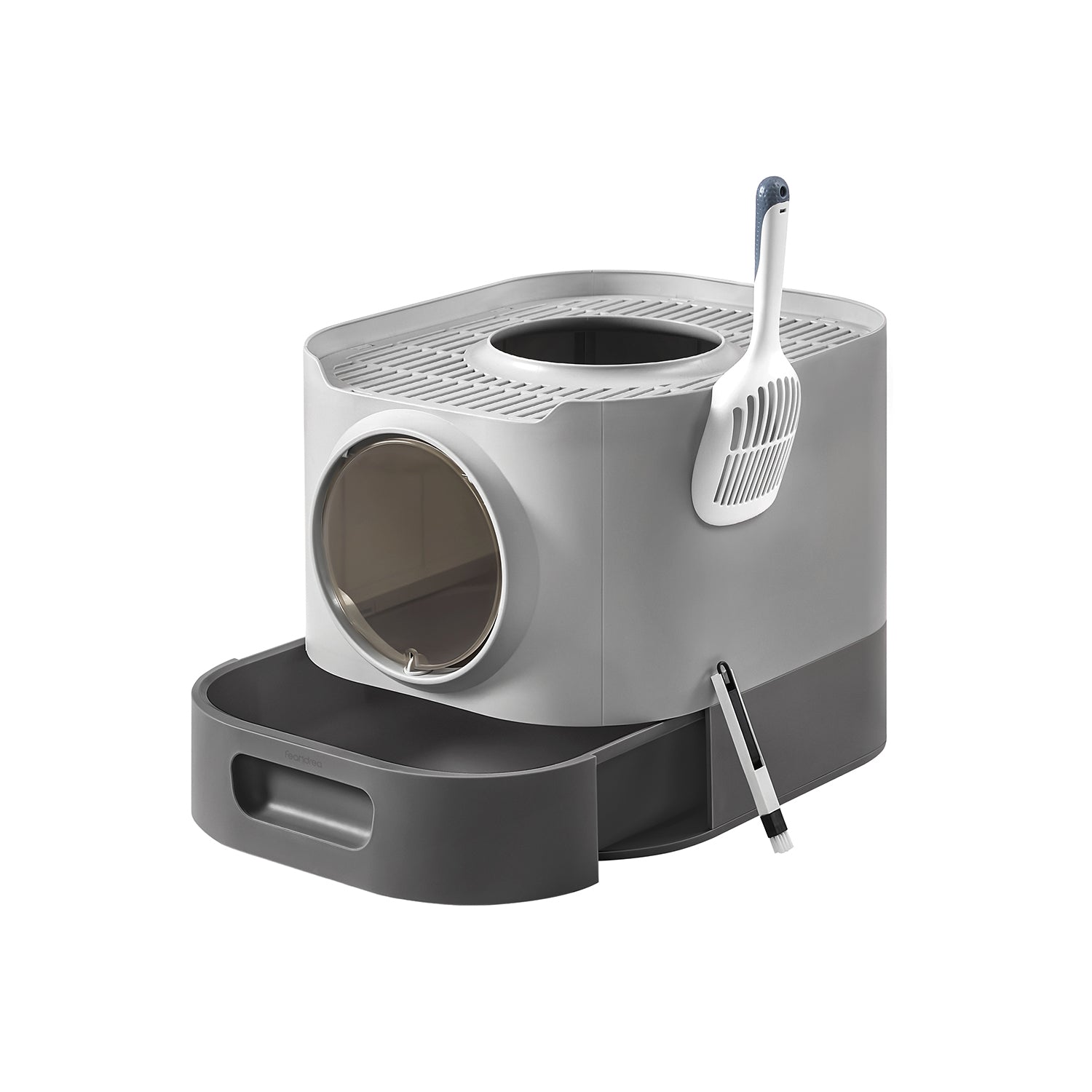 XL Enclosed Cat Litter Box with Slide-Out Tray - Dove Gray, Slat Gray