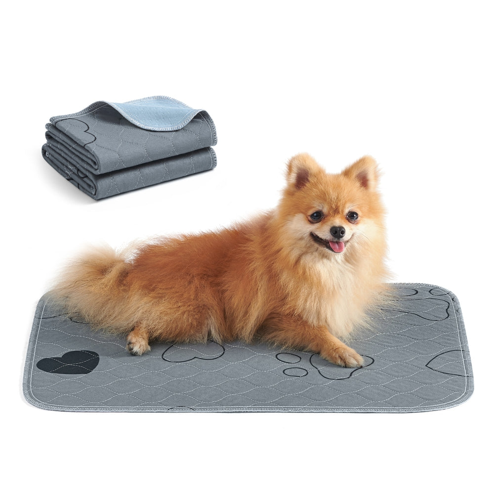 2 Pack Washable Pee Pads for Dogs - Up to 13 Lb - Gray