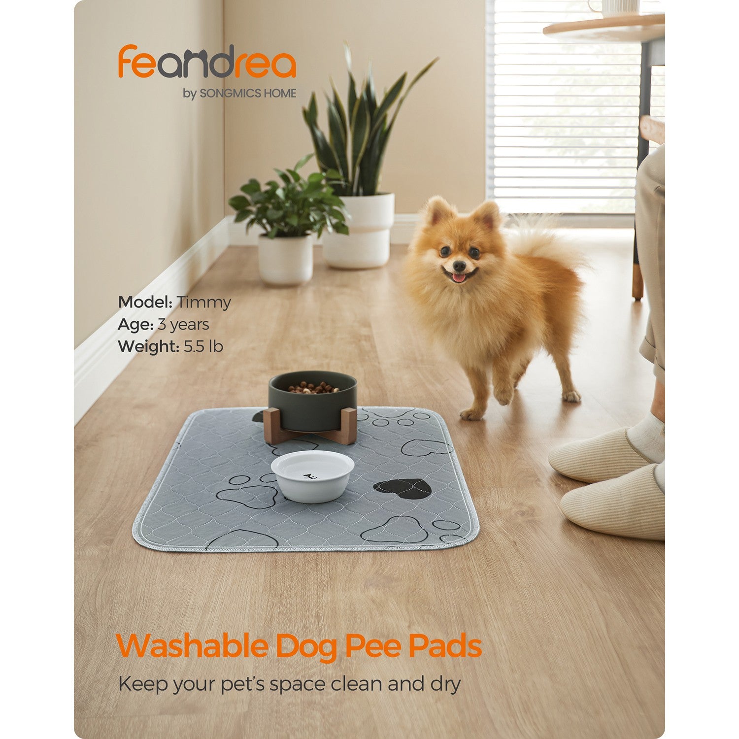 2 Pack Washable Pee Pads for Dogs - Up to 13 Lb - Gray