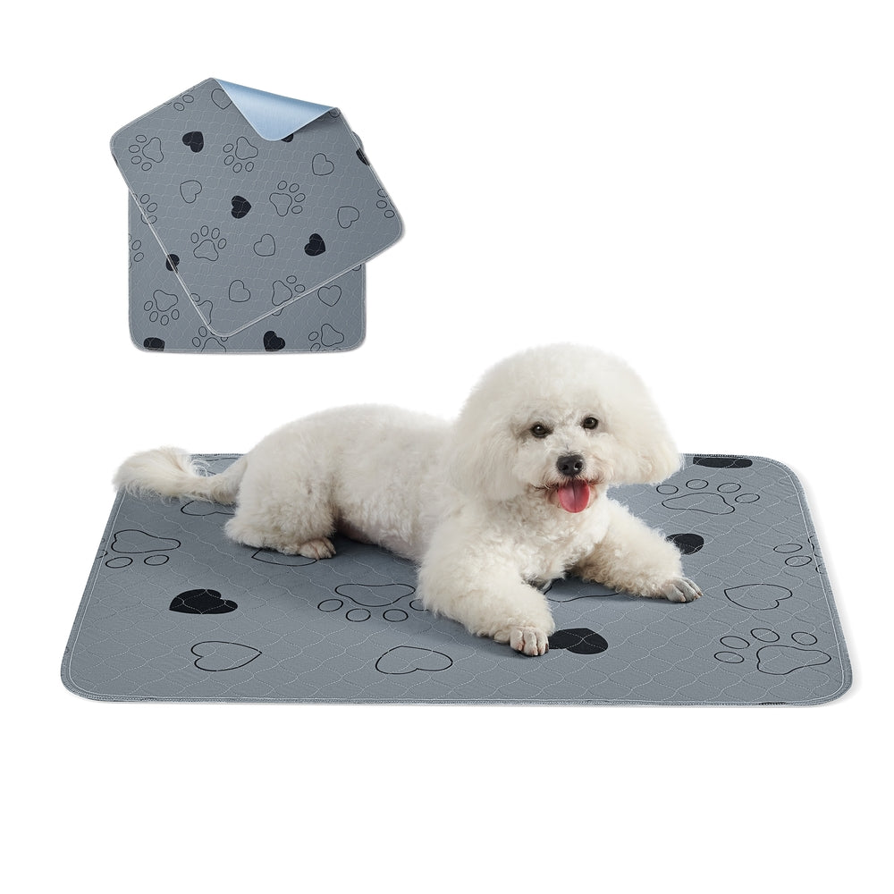 2 Pack Washable Pee Pads for Dogs - Up to 13 Lb - Gray M