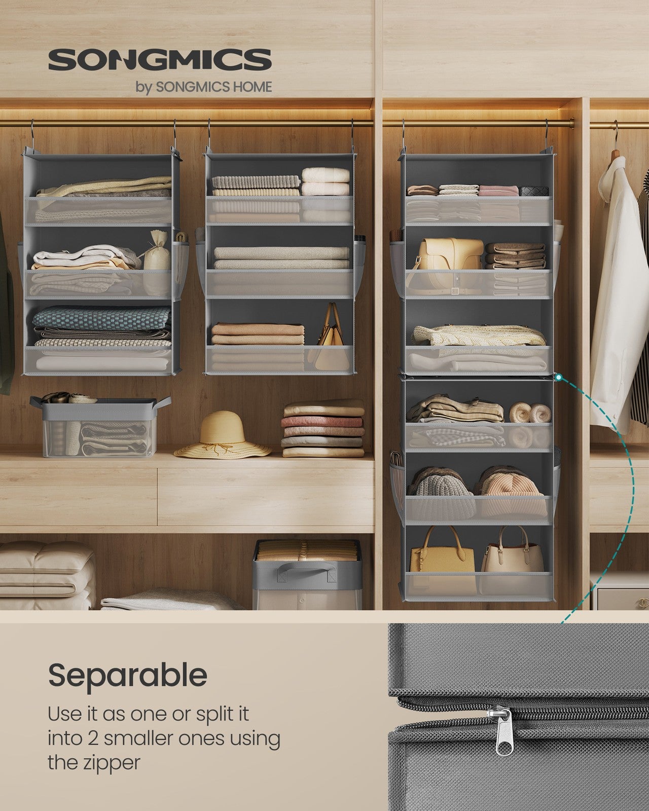 6-Tier Fabric Storage Shelf - Dove Gray