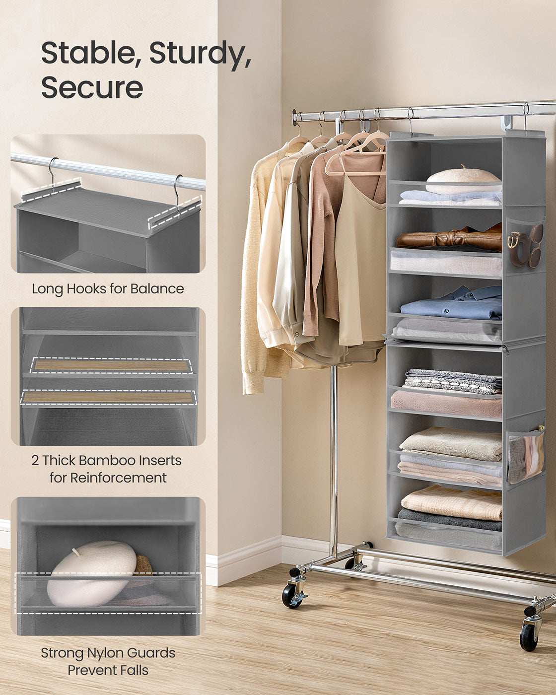 6-Tier Fabric Storage Shelf - Dove Gray