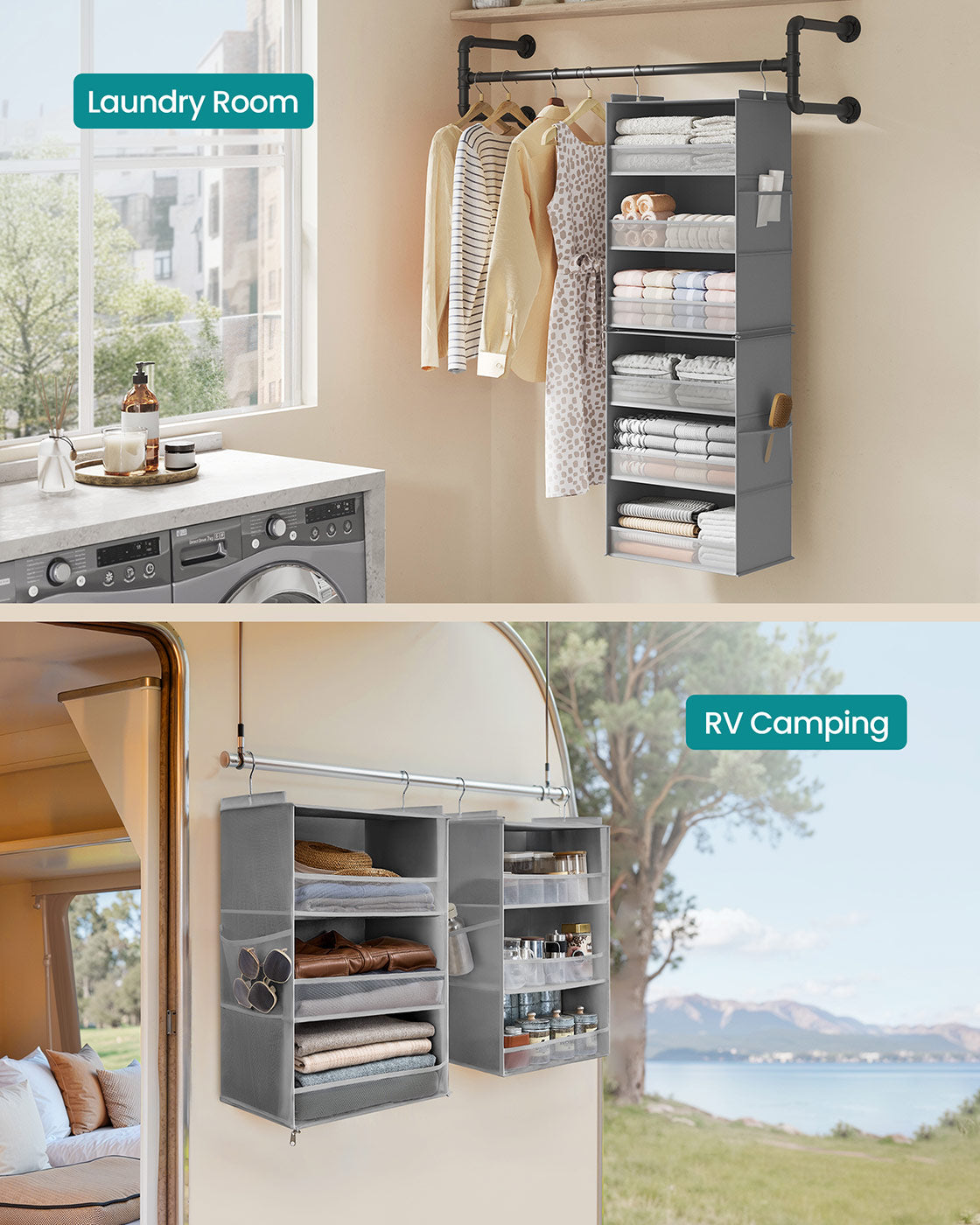 6-Tier Fabric Storage Shelf - Dove Gray