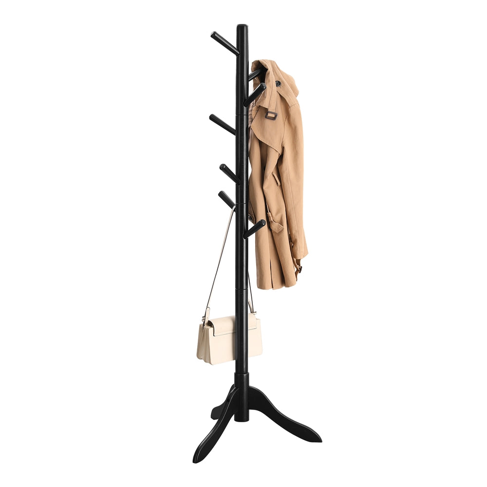 Solid Wood Coat Rack with 8 Hooks Ink Black - Ink Black