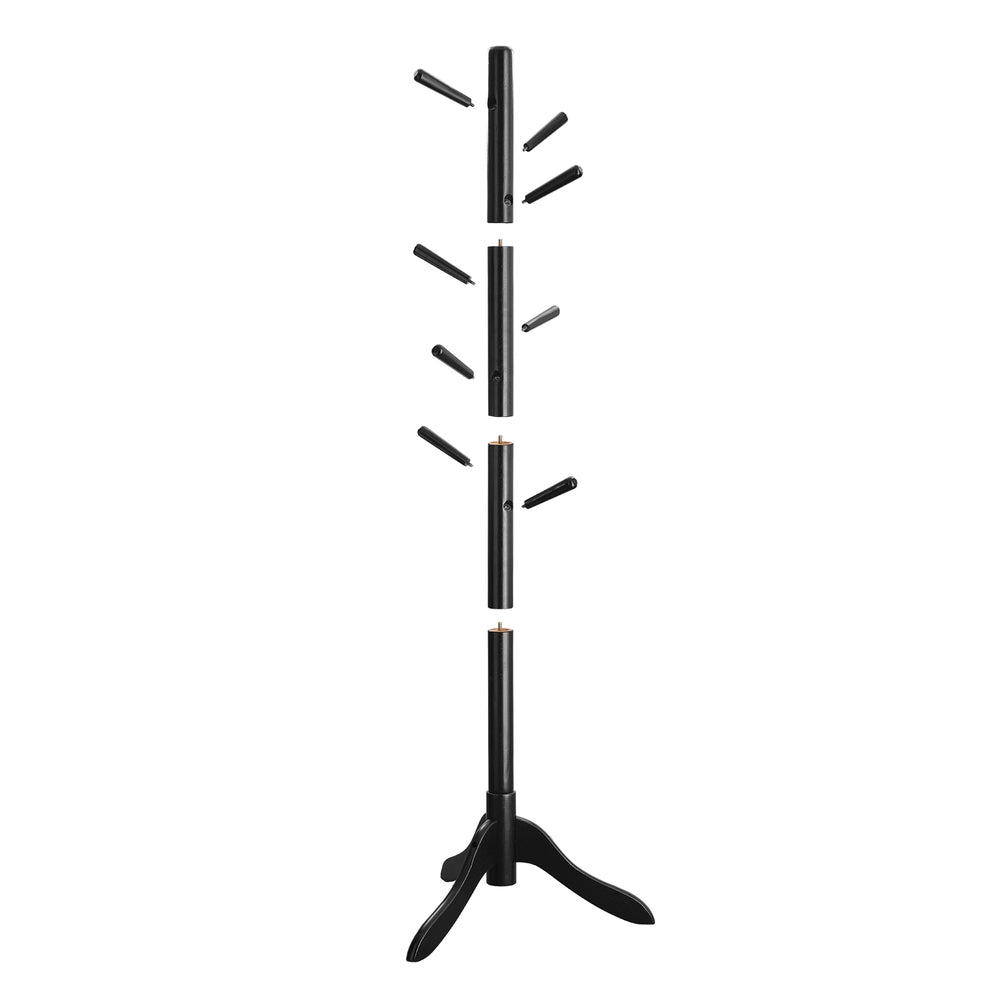 Solid Wood Coat Rack with 8 Hooks Ink Black - Ink Black