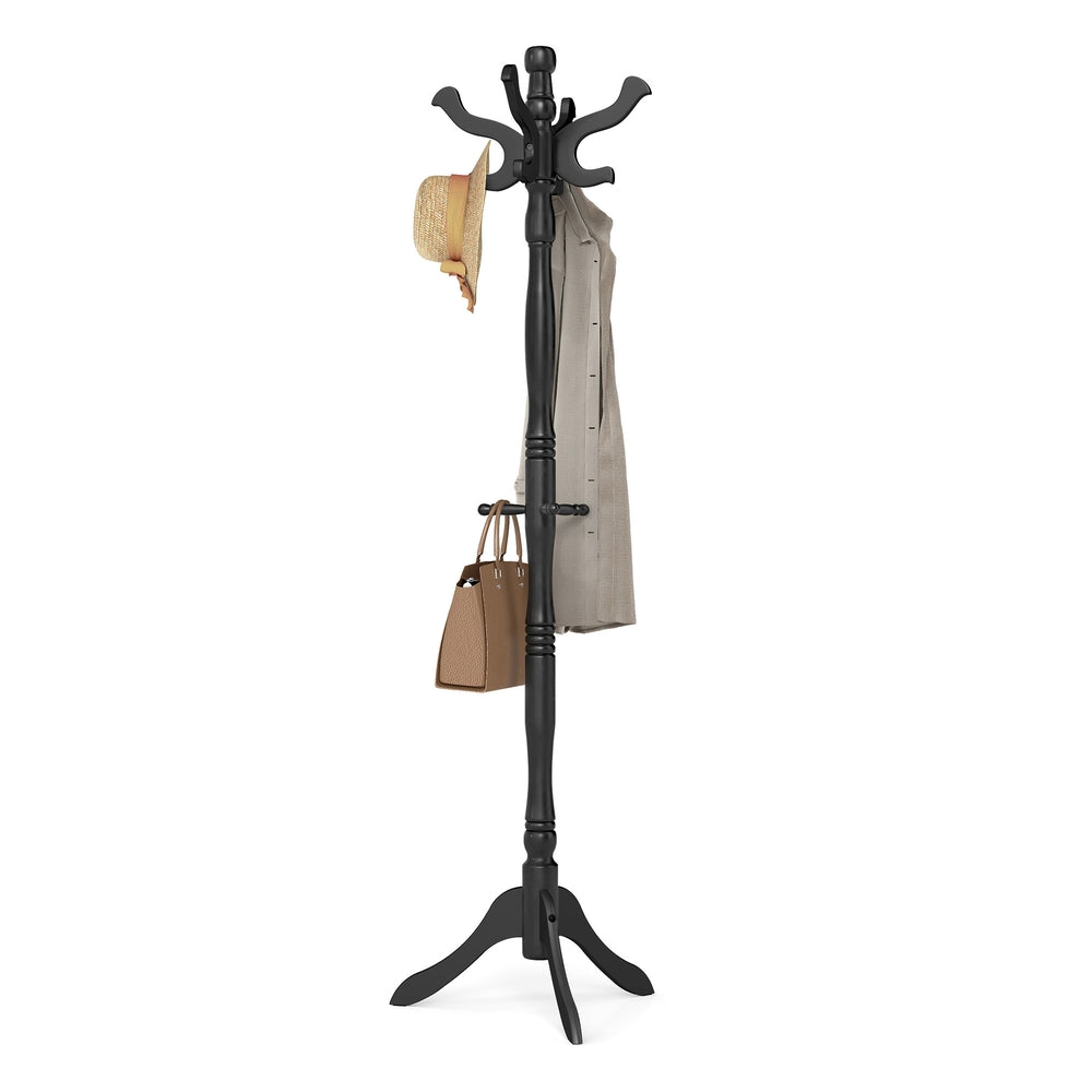 Coat Rack Free Standing with 11 Hooks - Ink Black