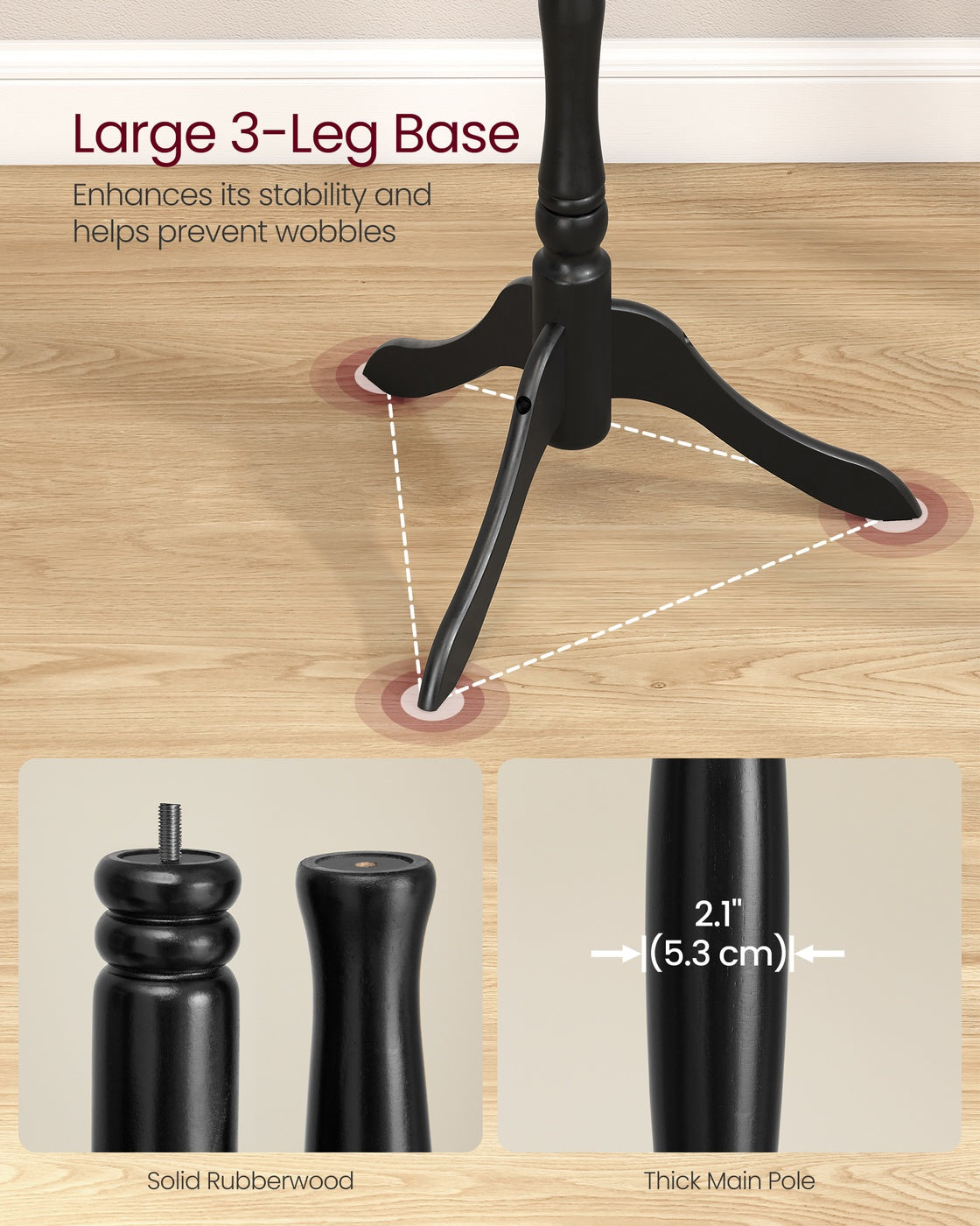 Coat Rack Free Standing with 11 Hooks - Ink Black