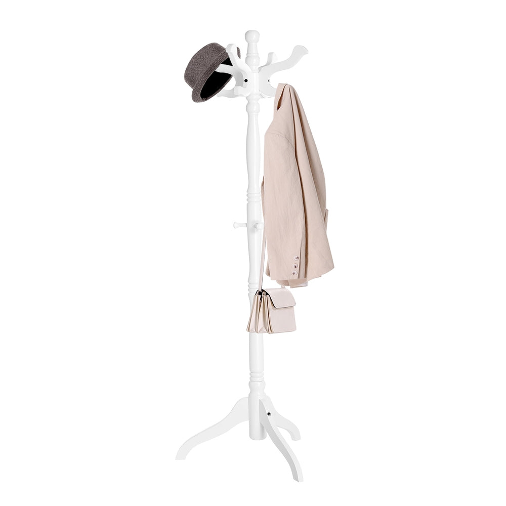 Coat Rack Free Standing with 11 Hooks - White