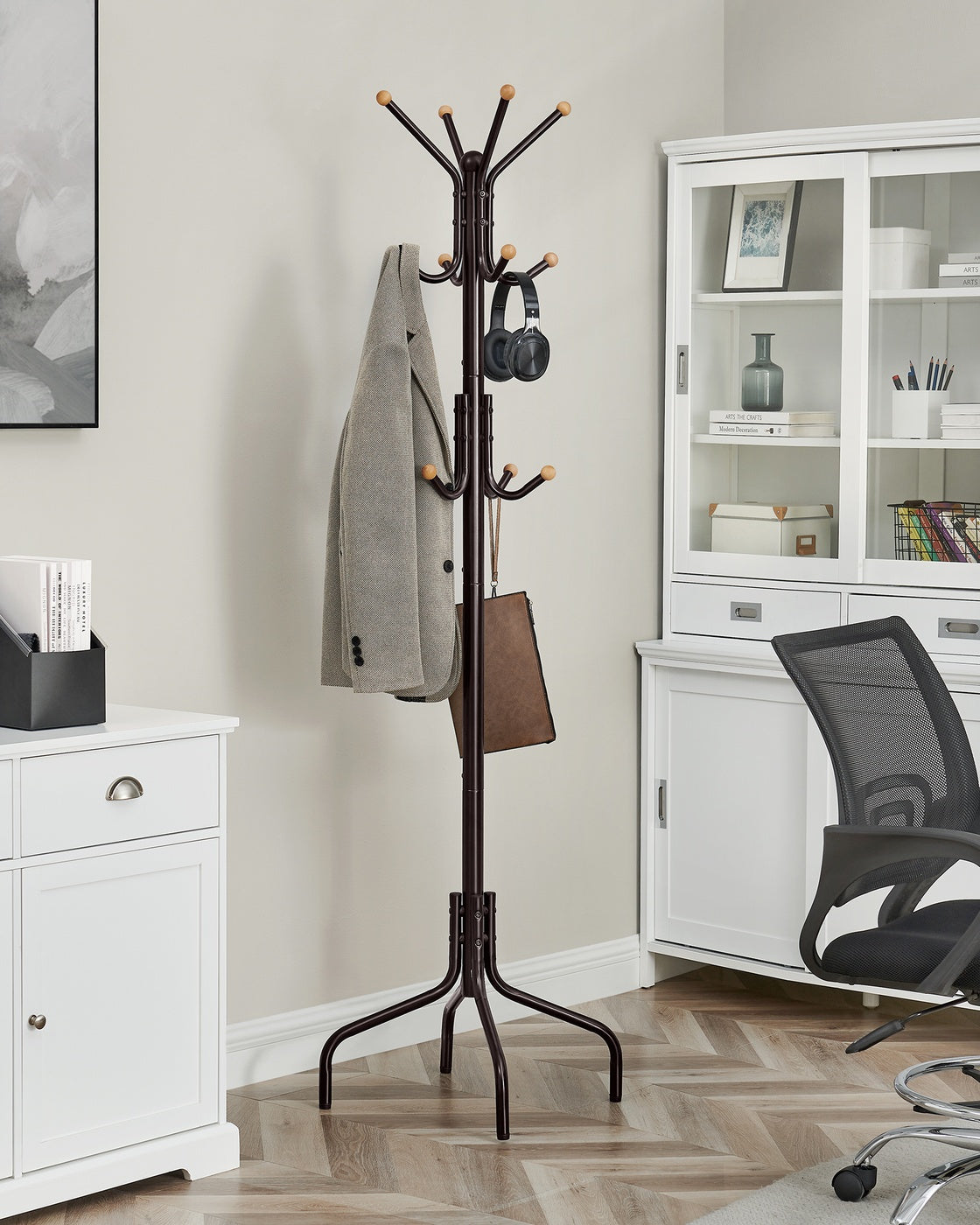 Coat Rack - Freestanding - 12 Hooks - 4-Leg Base