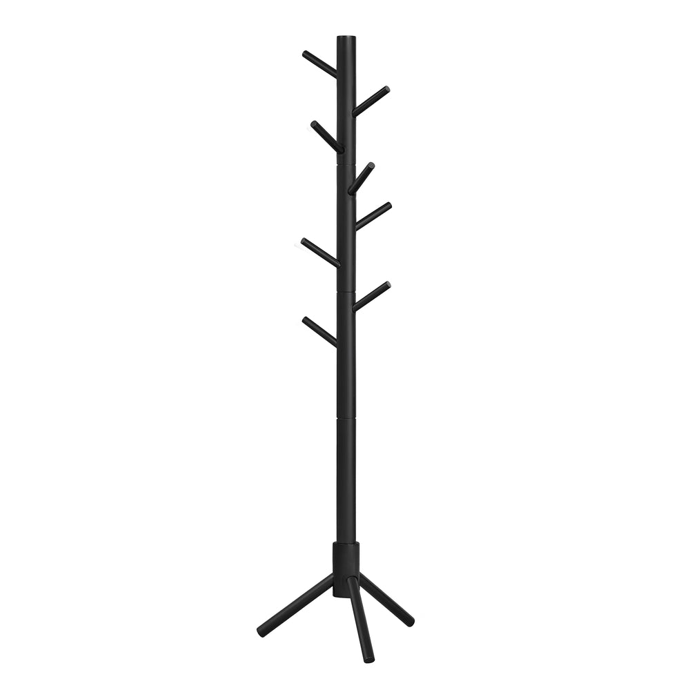 Solid Wood Coat Rack with 8 Hooks Ink Black - Black