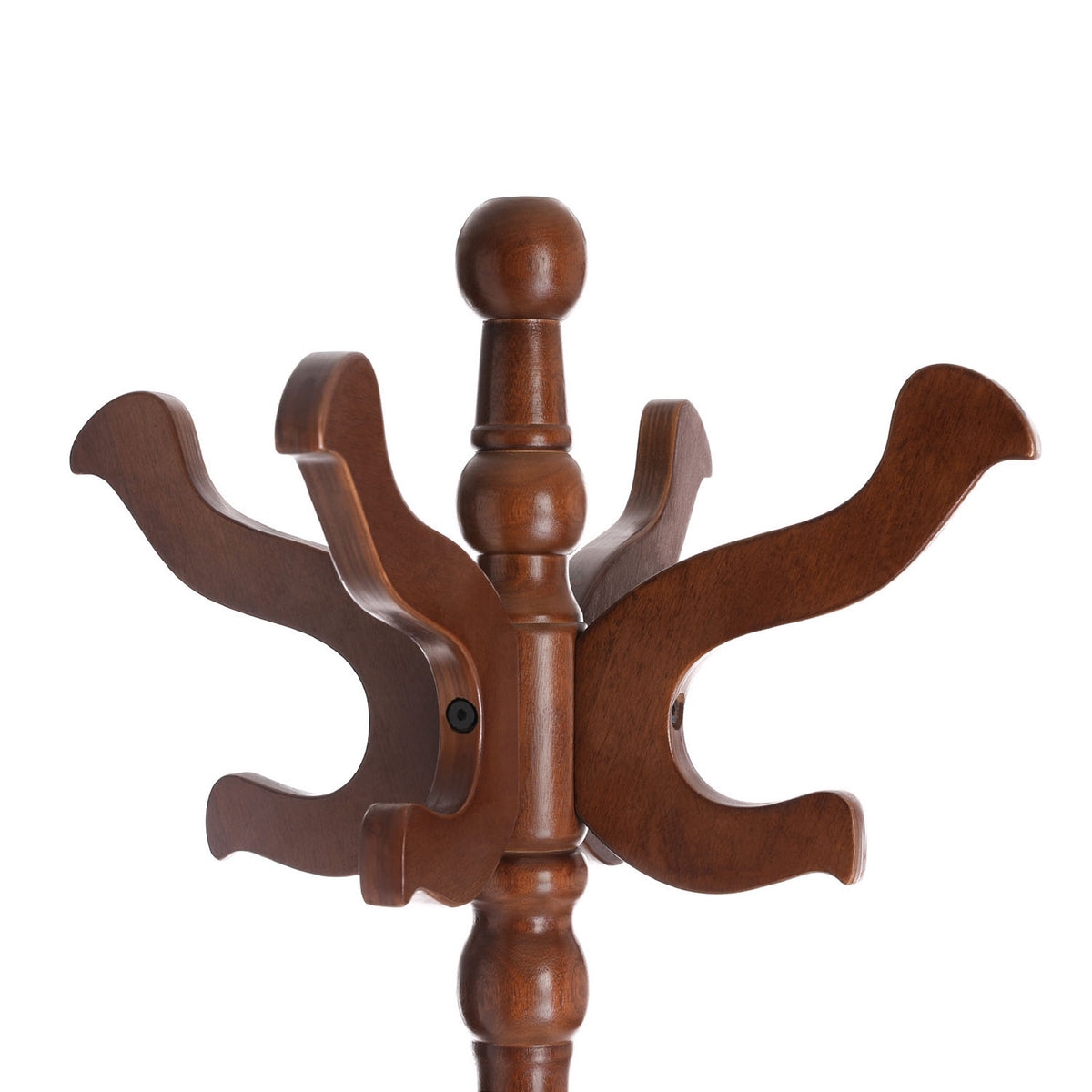 Coat Rack - Free Standing - 11 Hooks - Solid Rubberwood Base