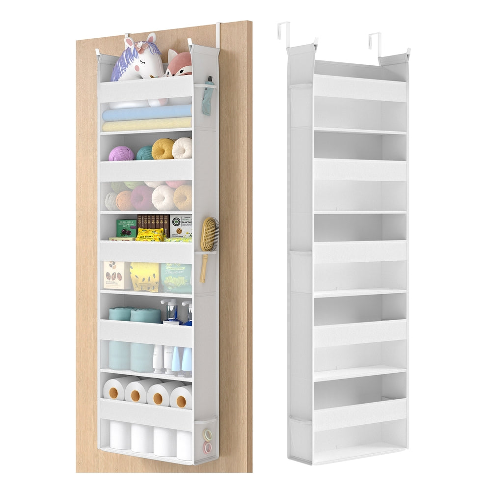 Set of 2 Hanging Door Organizers with 5 Large Pockets - Cloud White