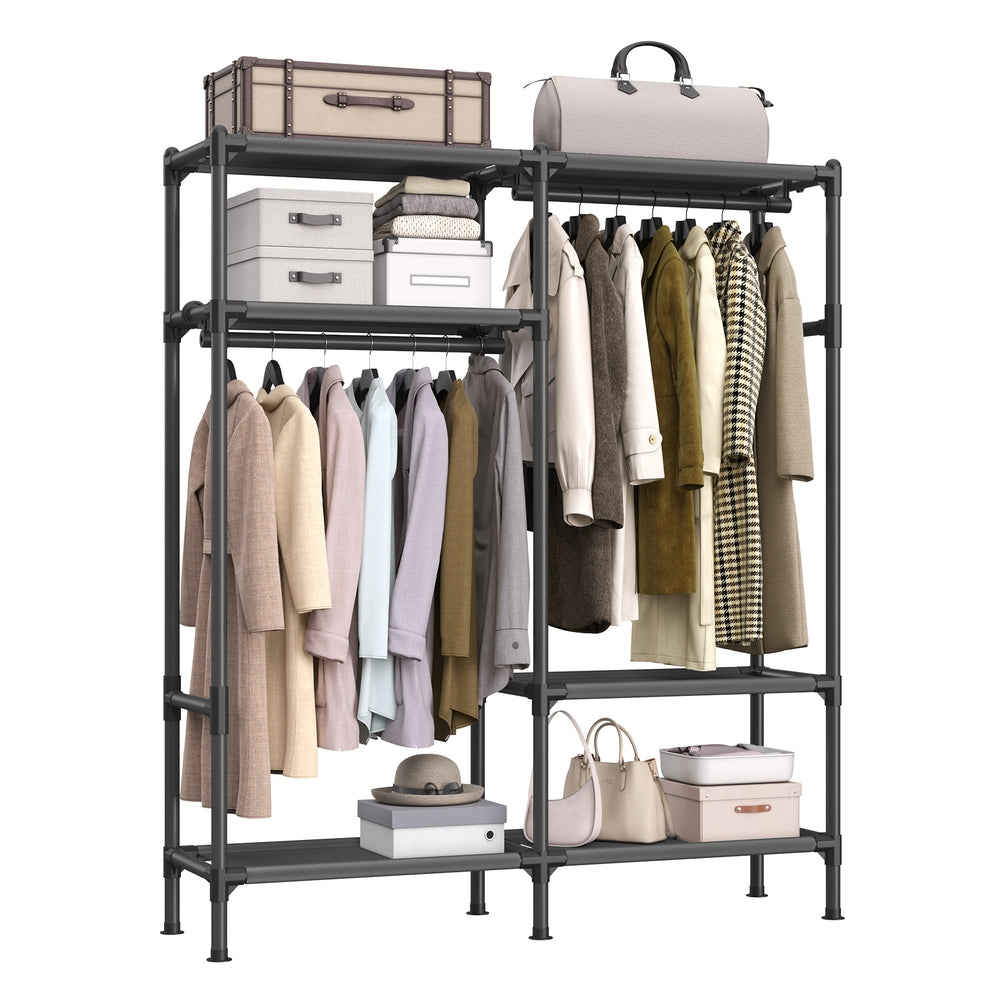Heavy Duty Clothes Rack with Hanging Rails and Shelves