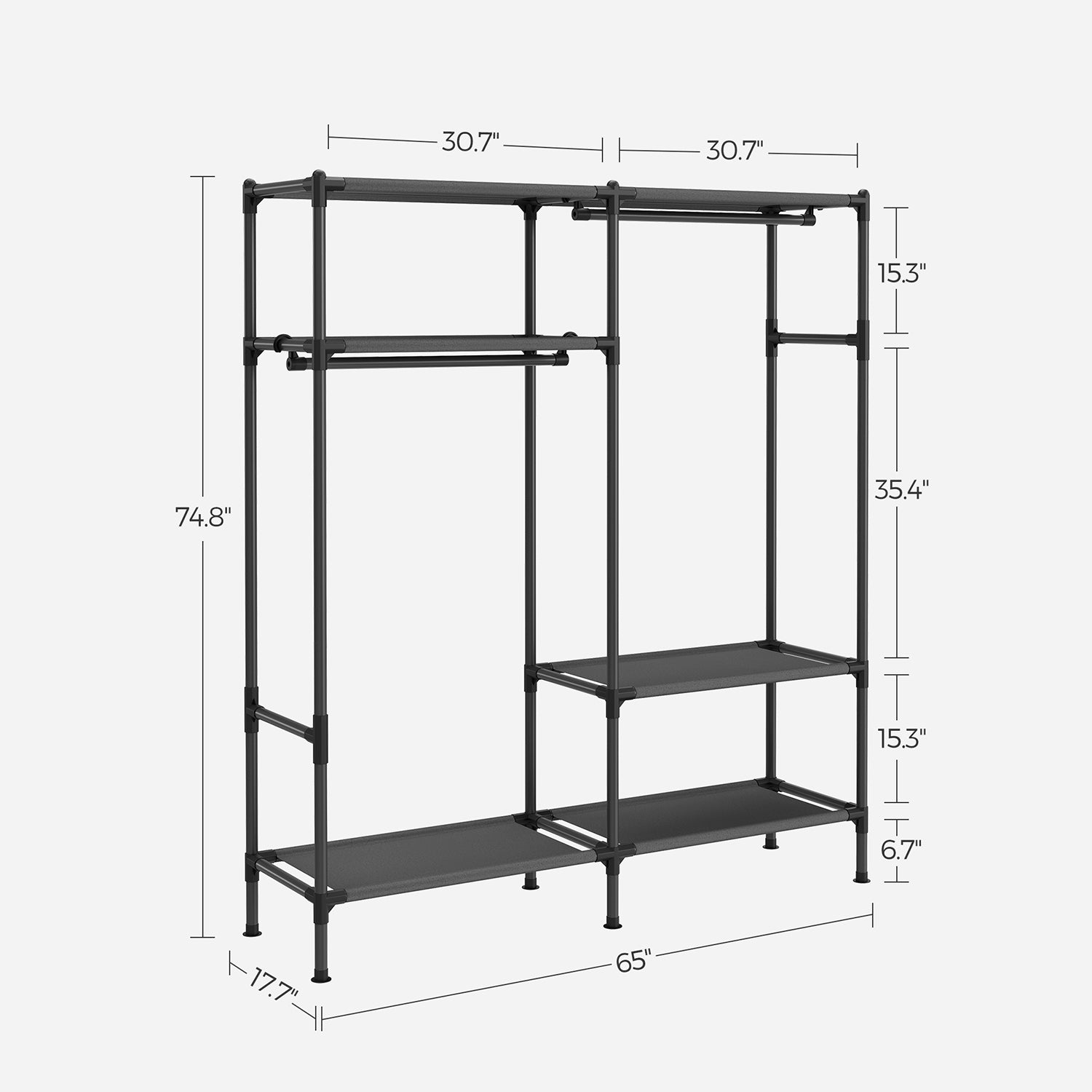 Heavy Duty Clothes Rack with Hanging Rails and Shelves