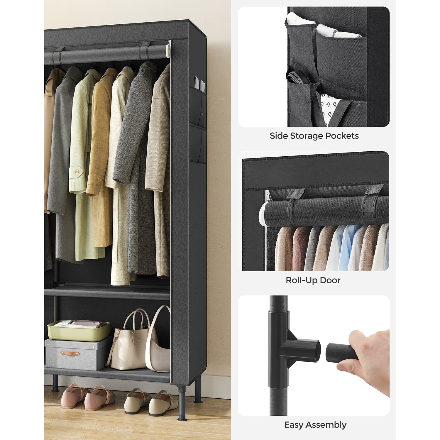 Portable Fabric Wardrobe Closet with Cover