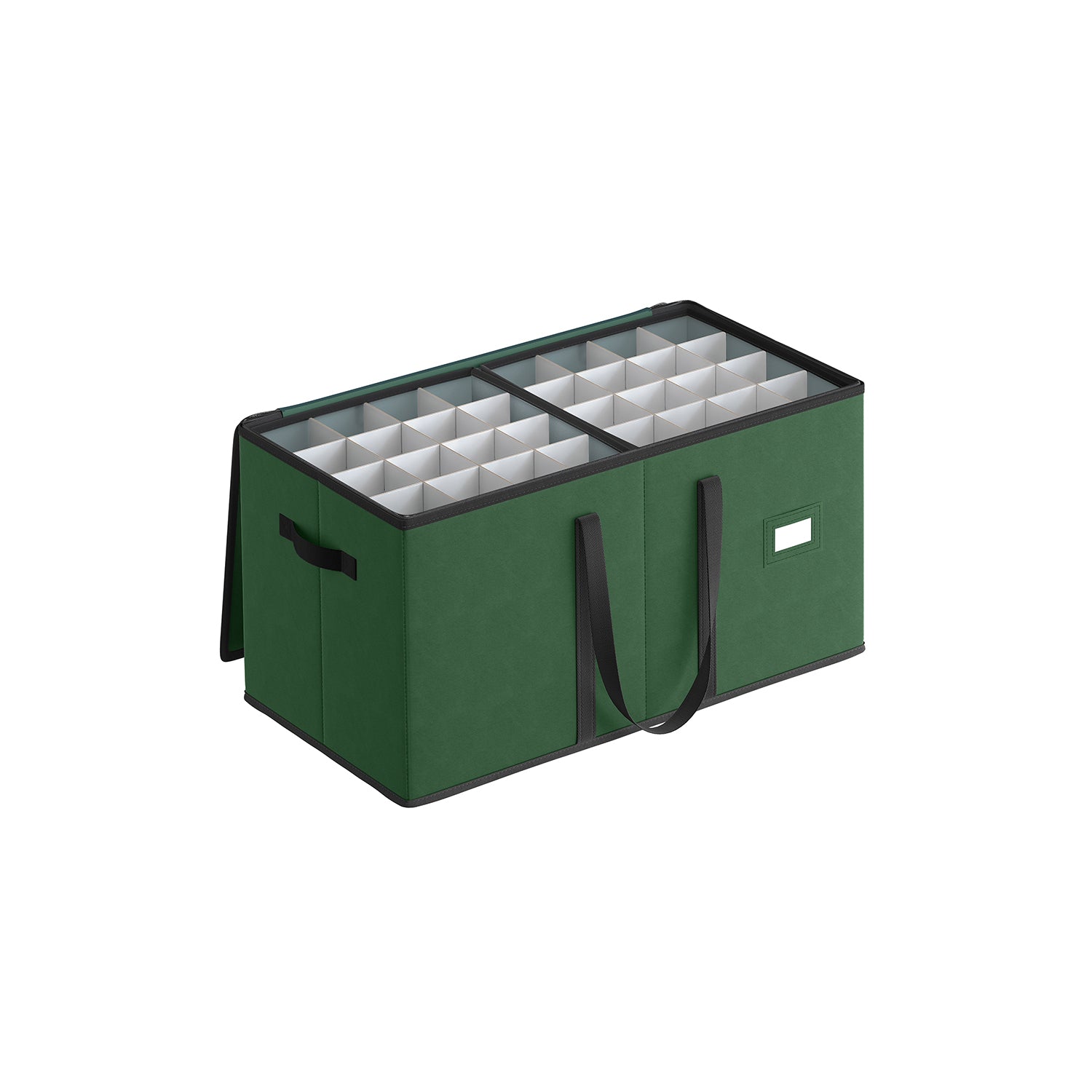 Large Christmas Ornament Storage Box with Dual Zippers - Forest Green