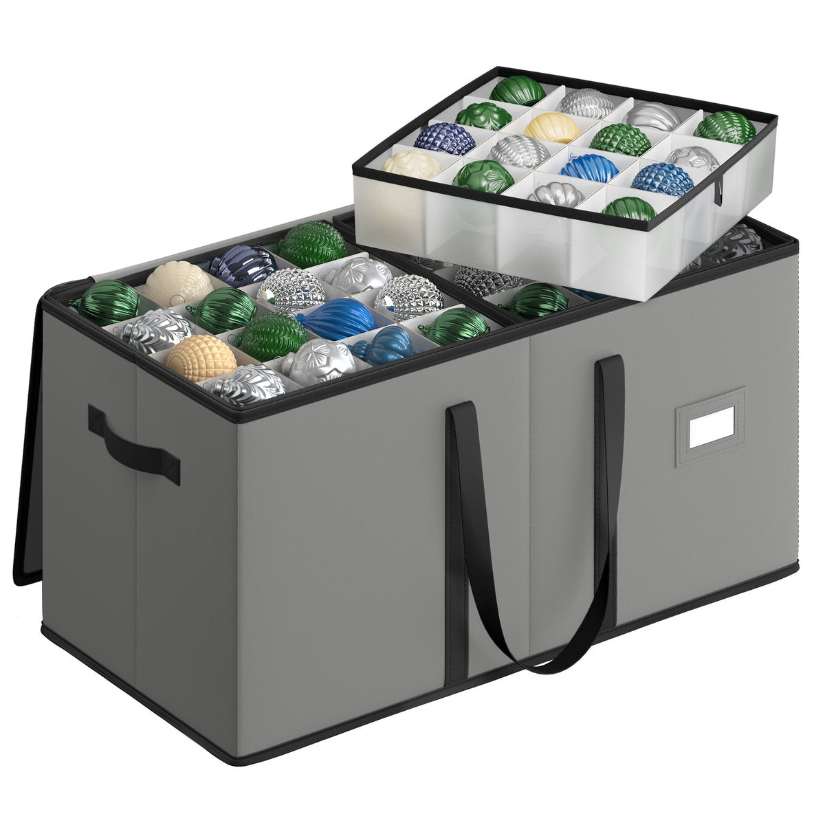 Christmas Ornament Storage Box - Large - Dual Zippers - 8 Trays