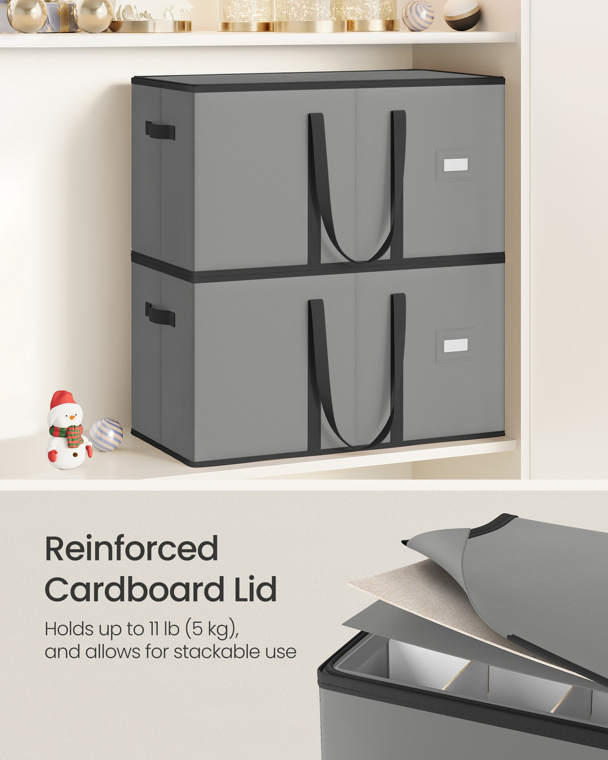 Christmas Ornament Storage Box - Large - Dual Zippers - 8 Trays