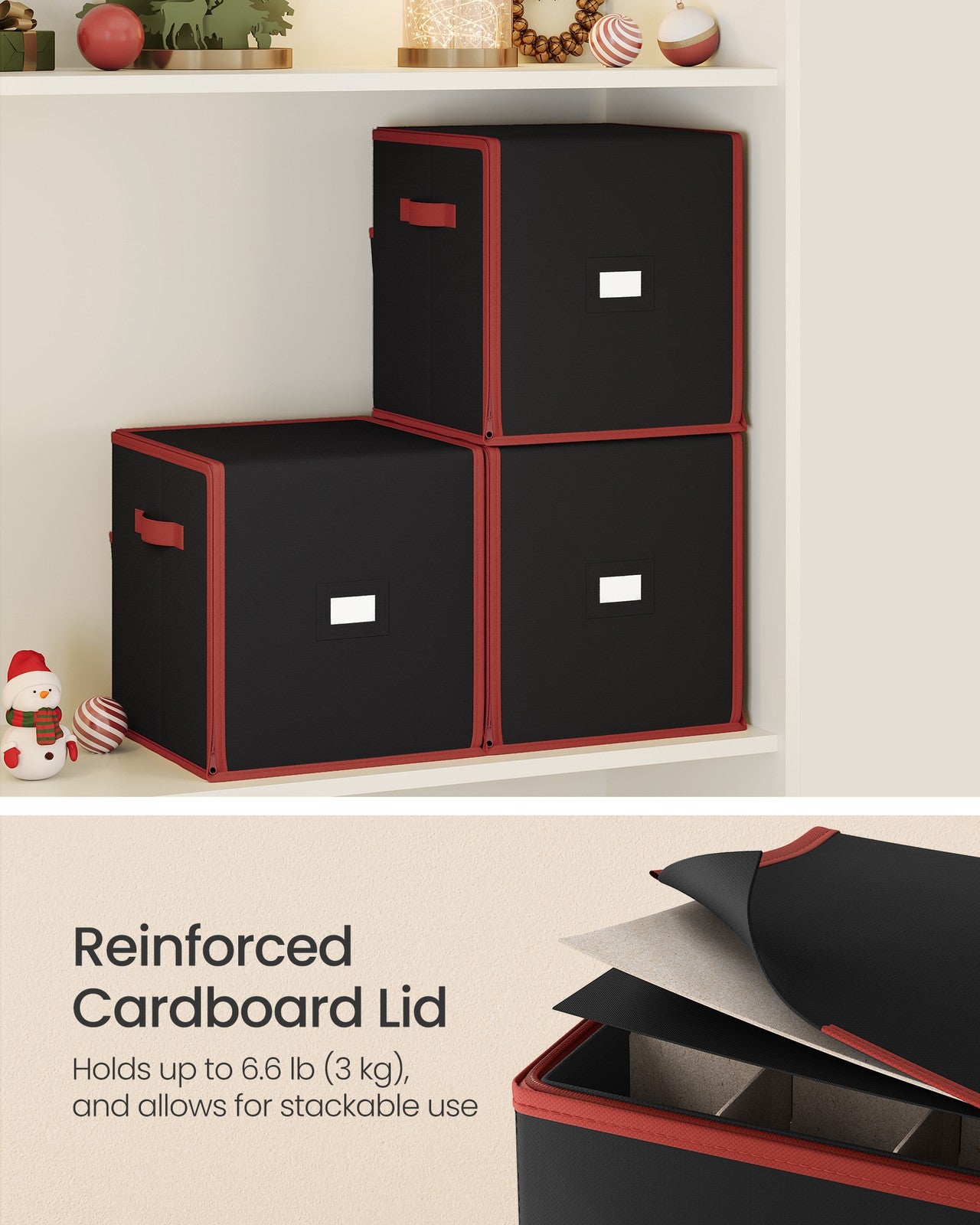 Christmas Ornament Storage Box with 64 Slots - Ink Black