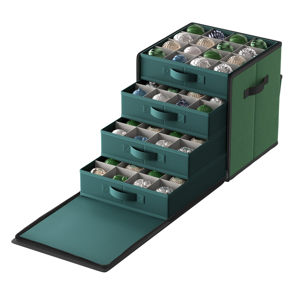 Christmas Ornament Storage Box with 64 Slots - Forest Green