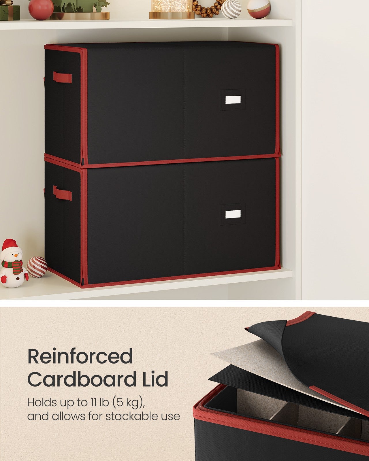 Large Christmas Ornament Storage Box with 128 Slots - Ink Black