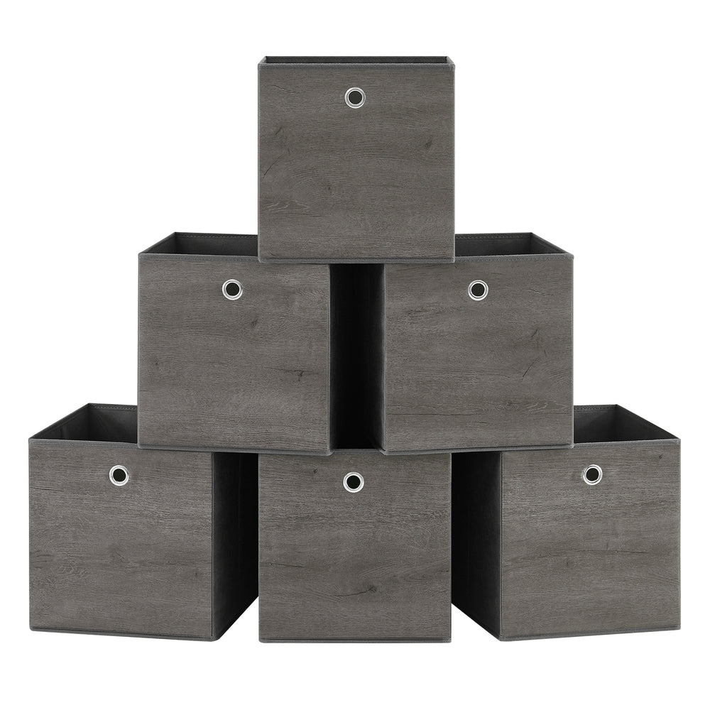 Set of 6 Storage Bins with Handles - Misty Gray