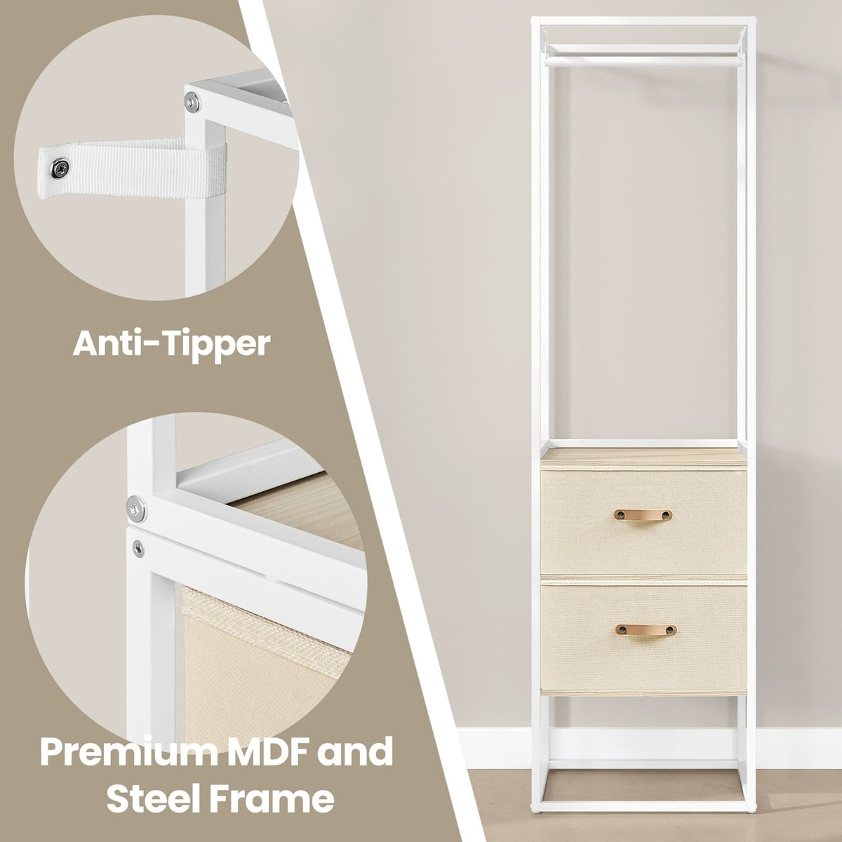 Clothes Rack - Freestanding Heavy-Duty - Extendable Hanging Rod
