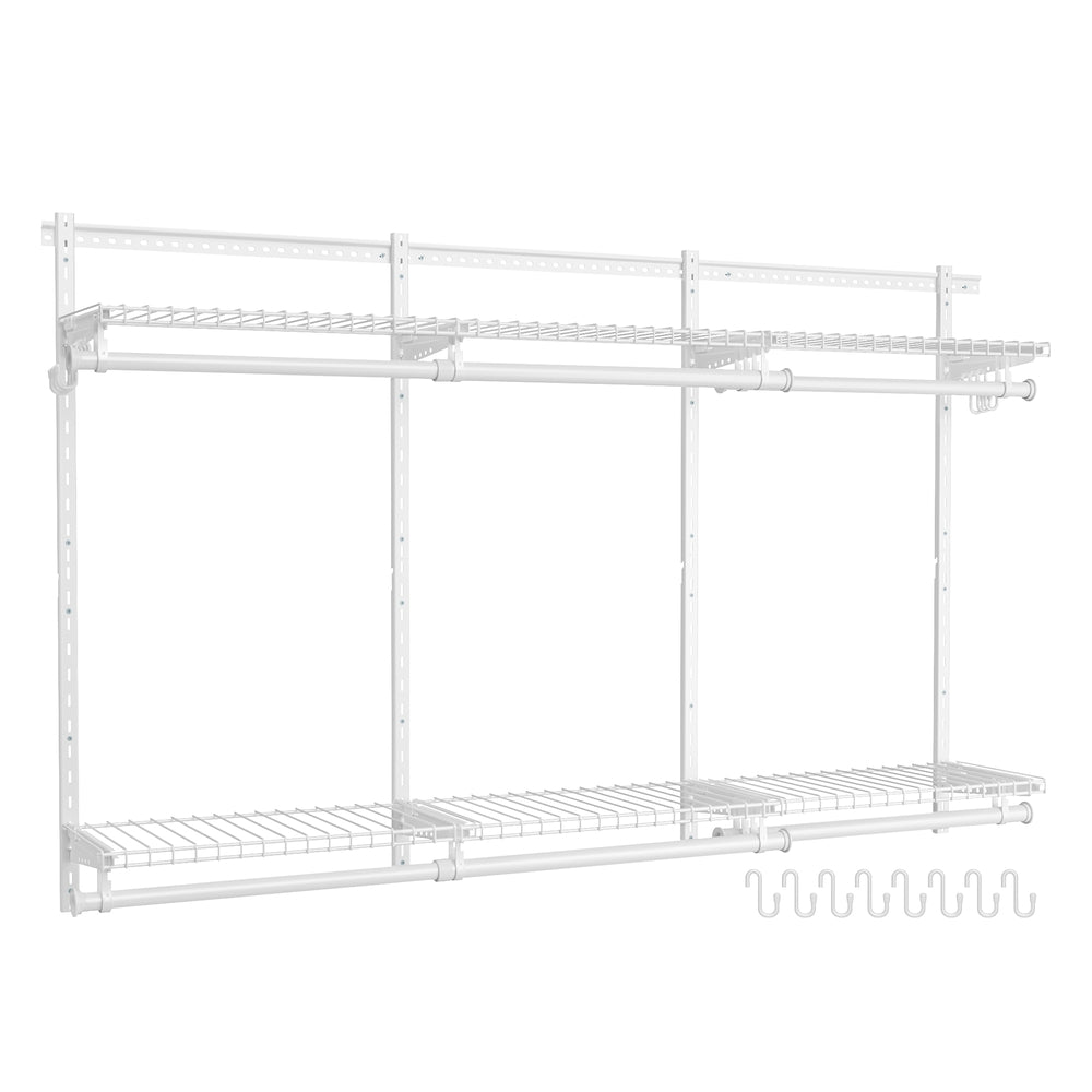 Closet System - 2-4 Ft - with 2 Hanging Rods - 2 Shelves - Cloud White - Cloud White - 1.1'D x 4'-8'W x 4'H (32.6 x (122-244 cm