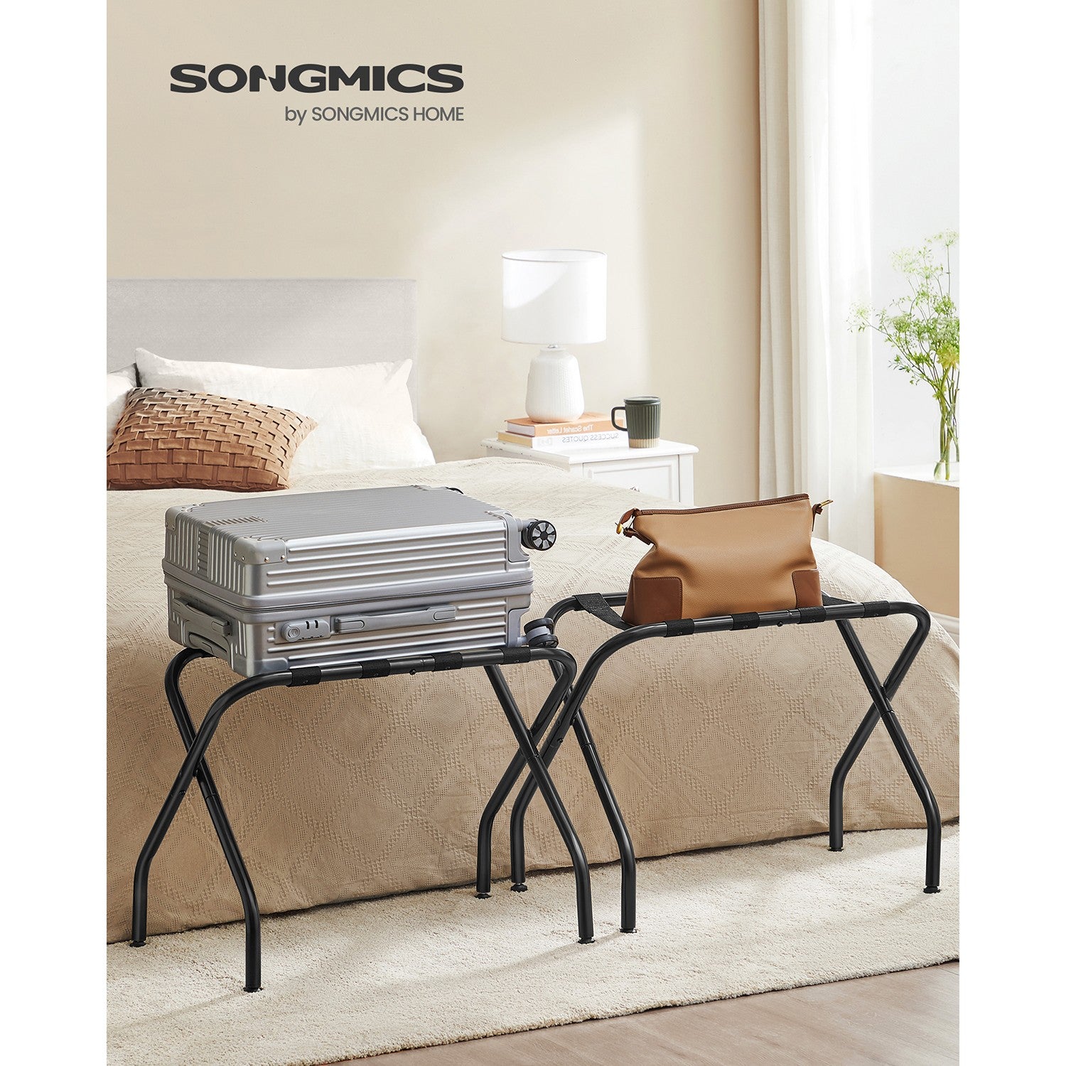 Set of 2 Luggage Rack for Guest Room - Black
