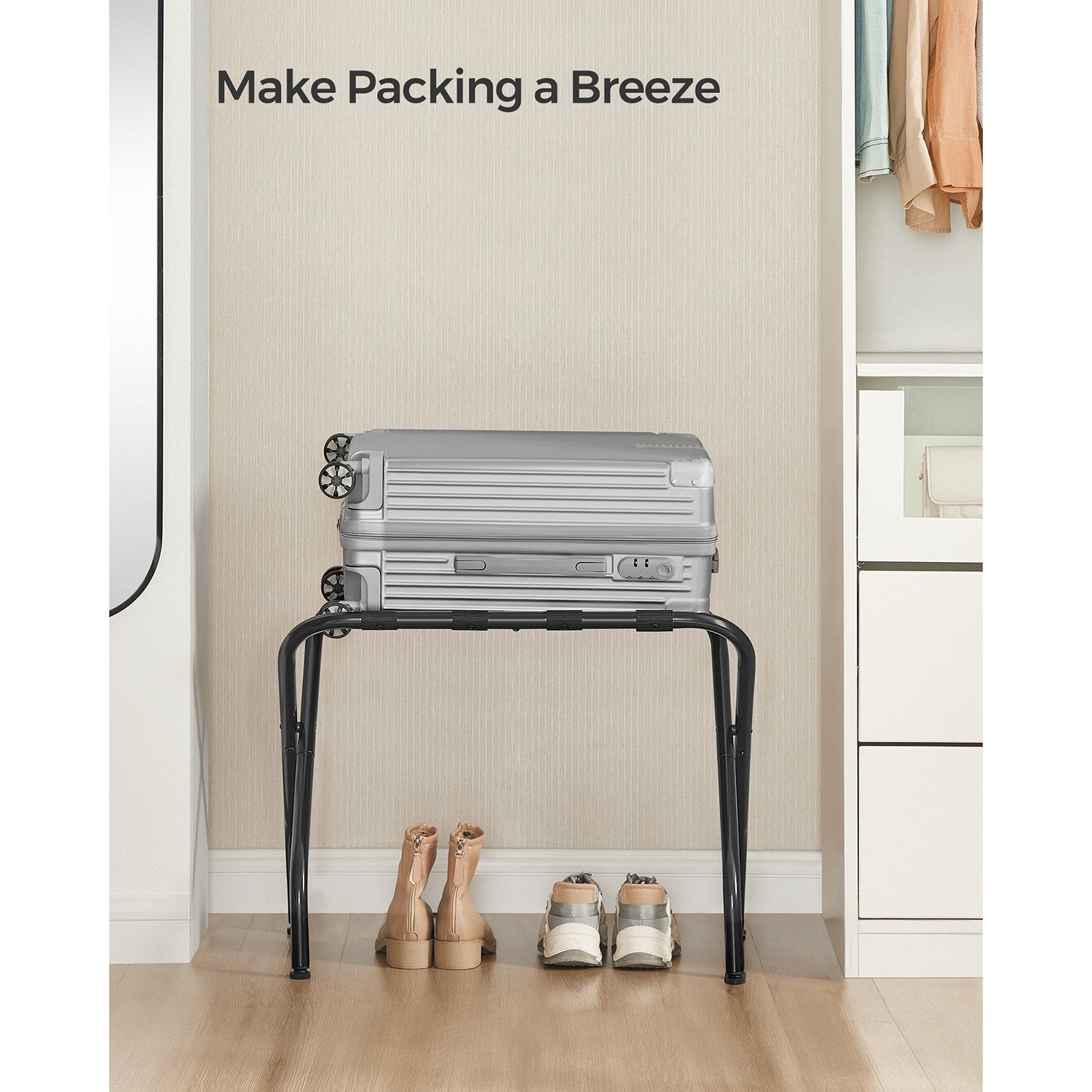 Set of 2 Luggage Rack for Guest Room - Black