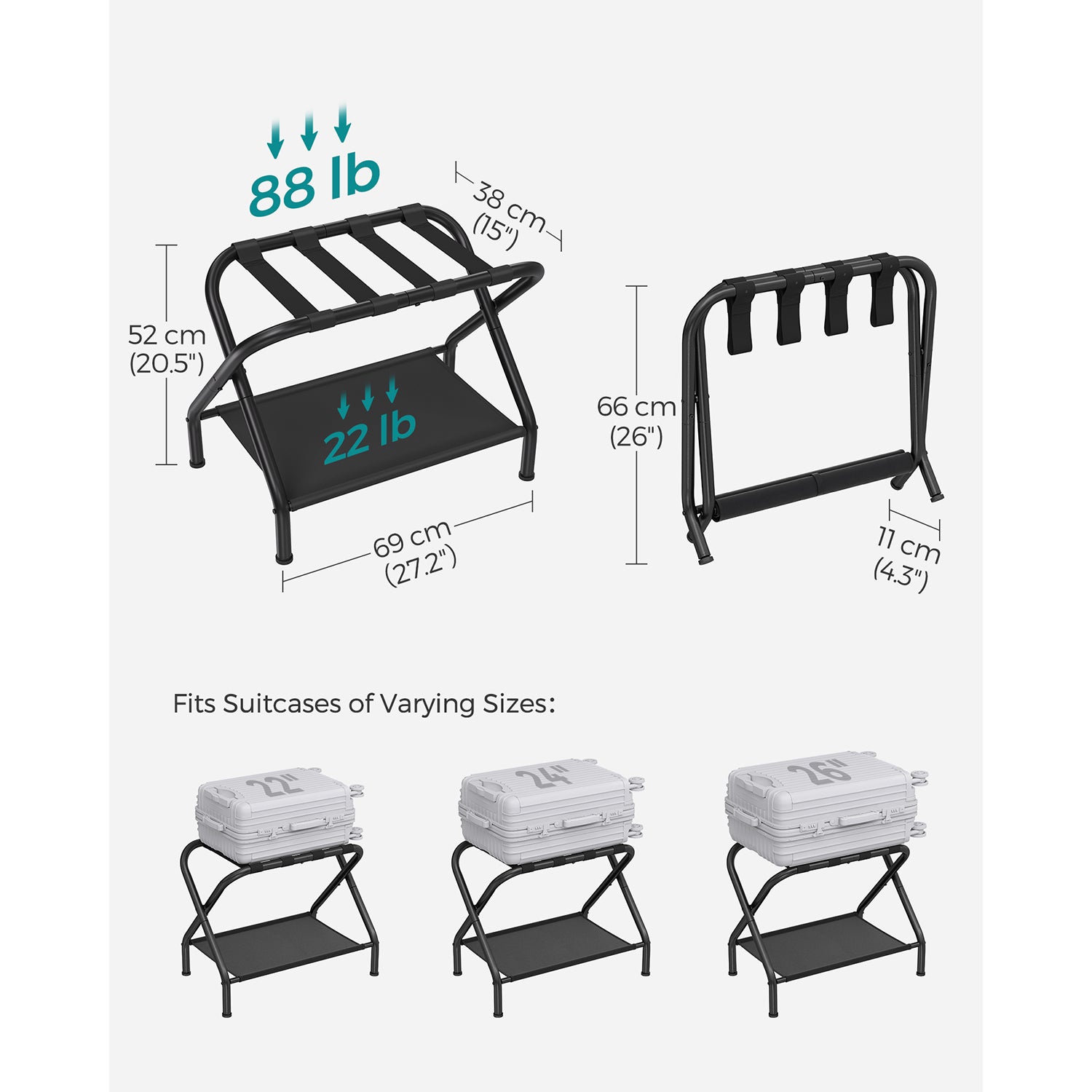 Luggage Racks Set of 2 - Black