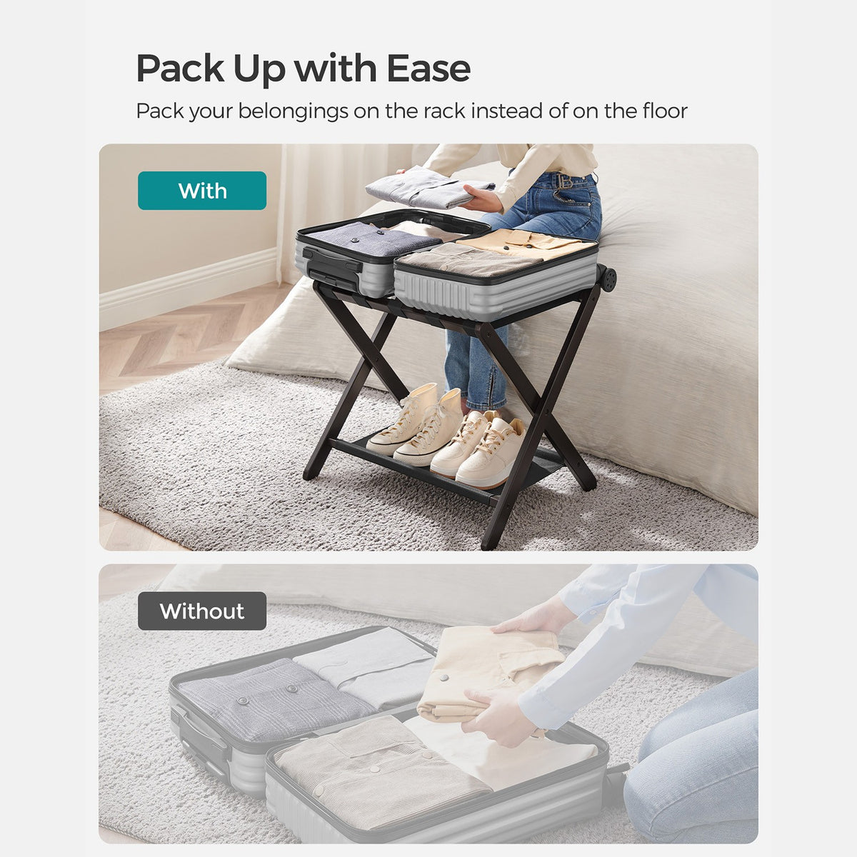 Folding Suitcase Stand - Storage Shelf