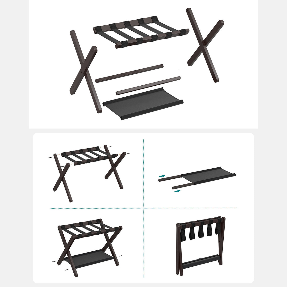 Folding Suitcase Stand - Storage Shelf