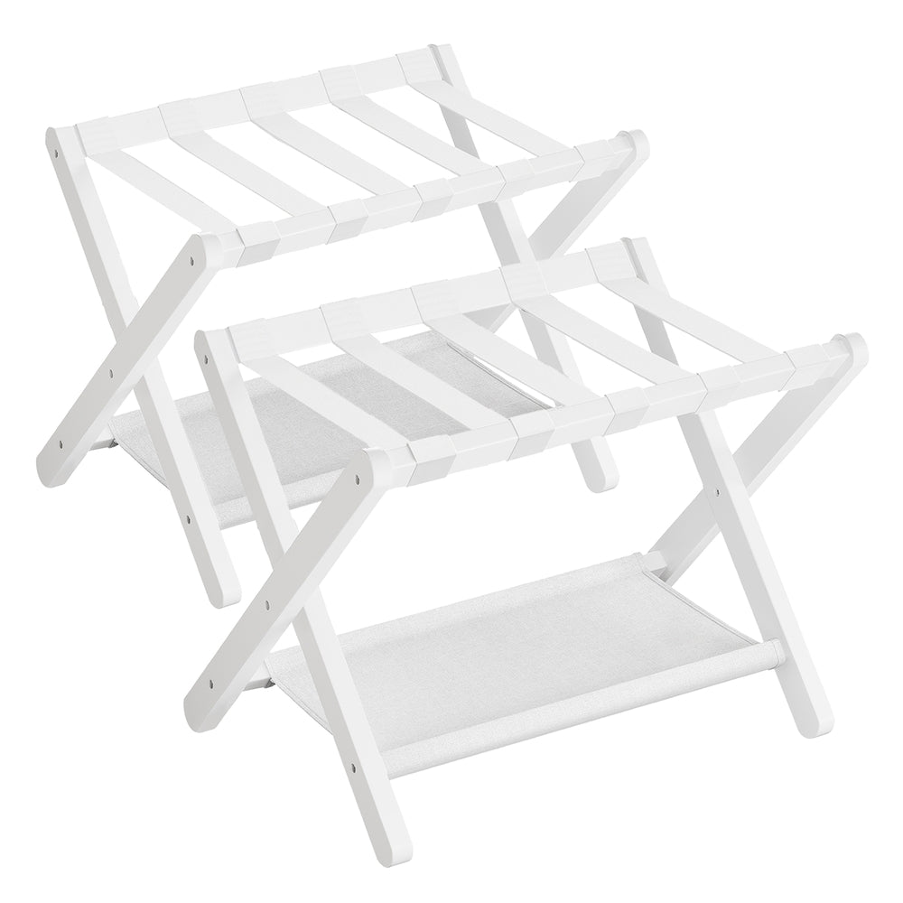 Folding Suitcase Stand with Storage Shelf - Cloud White