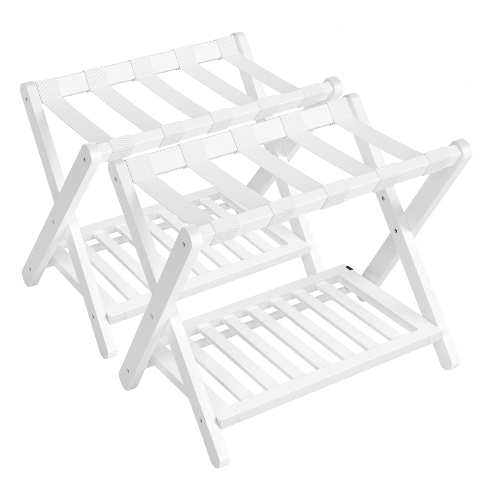 Solid Wood Luggage Racks - Set of 2 - No Assembly Required - Foldable Suitcase Stand - Luggage Holder