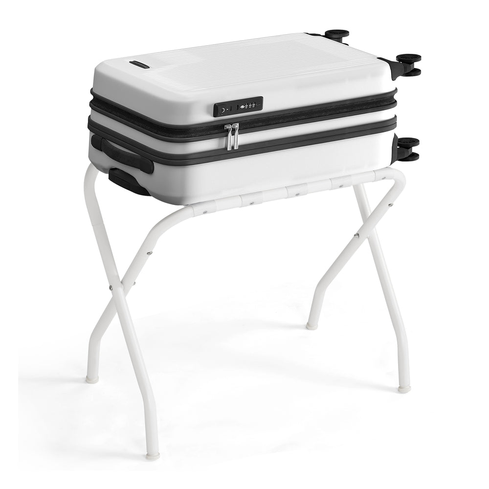 Pack of 2 Black Metal Folding Luggage Rack - Cloud White