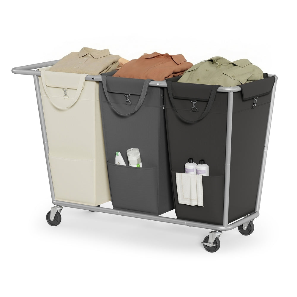 34.3 Gallons Rolling Laundry Hamper with Removable Bag Ink Black - Cream White, Dark Gray, Ink Black - 43.3"L x 16.1"W x 31.9"H