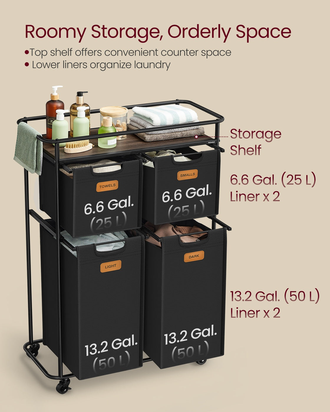 Laundry Basket with Wheels - 39.6 Gal. (150 L)