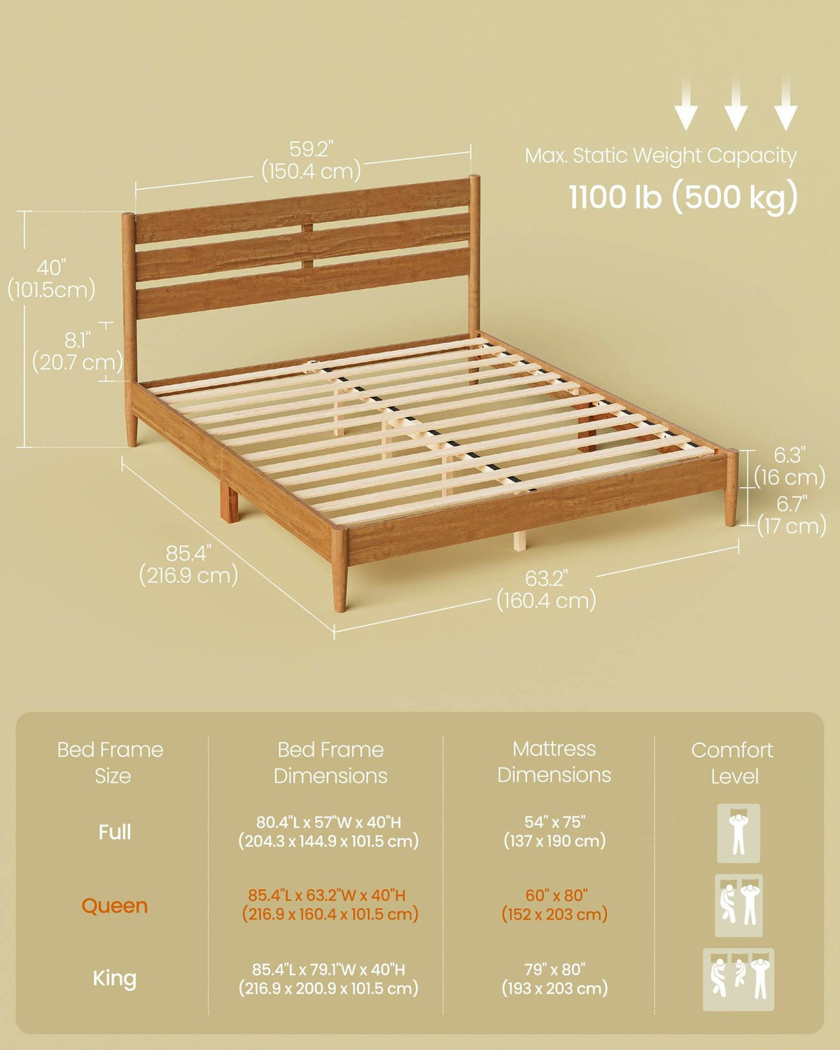 Queen Bed Frame - With Headboard