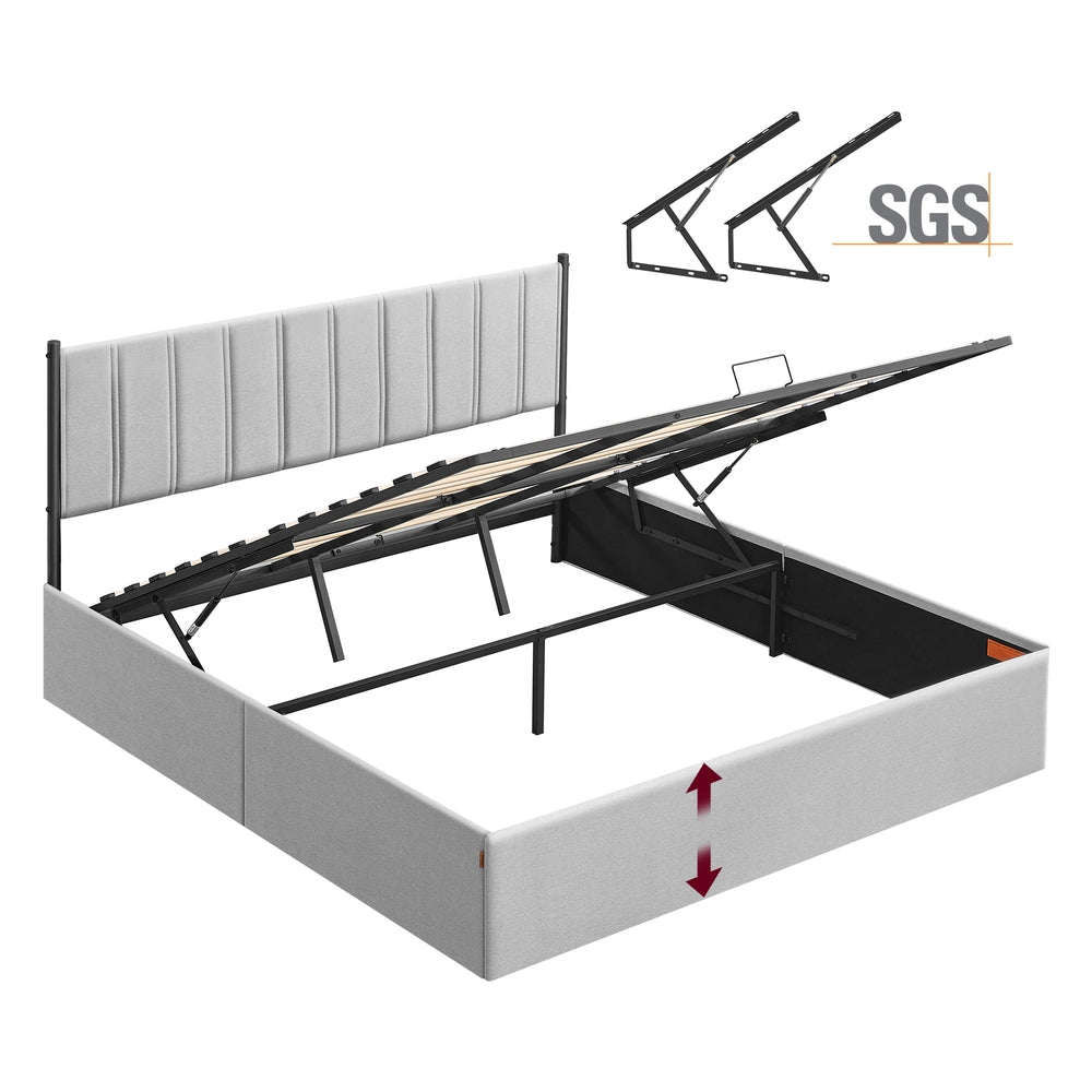 Lift Up Storage Bed Frame King Size - Dove Gray