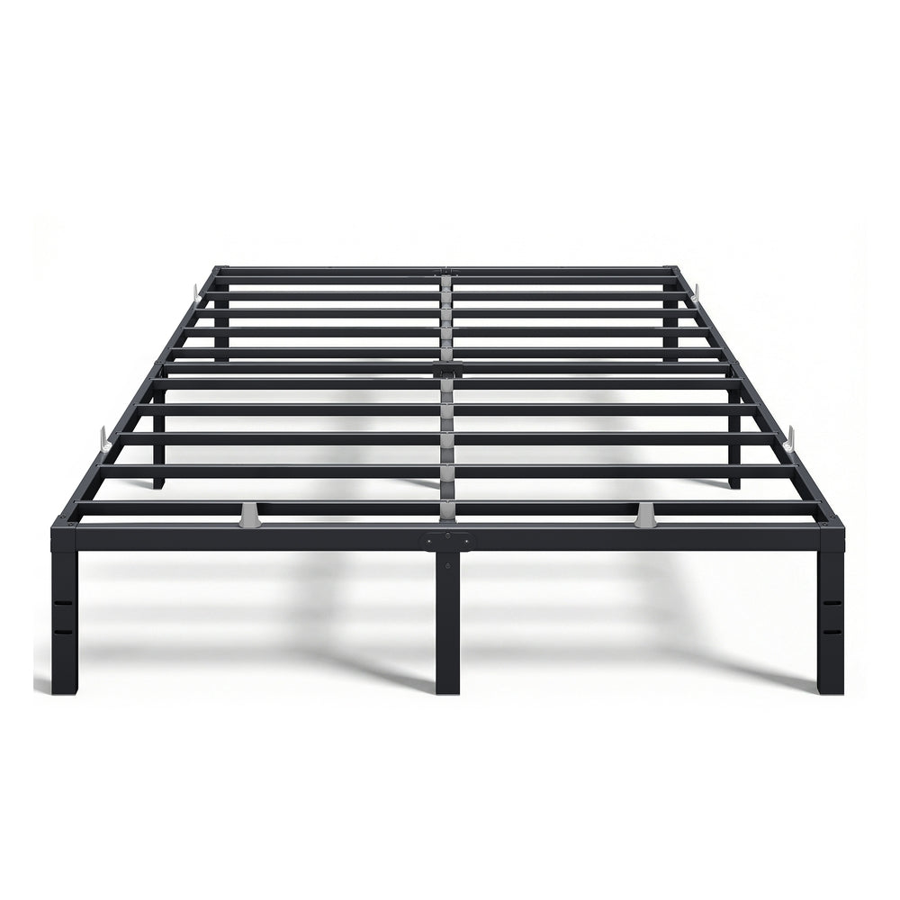 Queen Metal Bed Frame 14 Inches Tall - Matte Black - 79.9"L x 60.2"W x 14"H