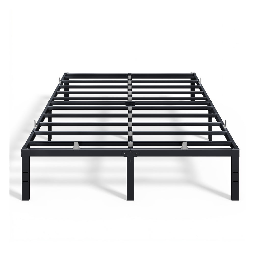 Queen Metal Bed Frame 14 Inches Tall - Matte Black - 75.2"L x 53.9"W x 14"H