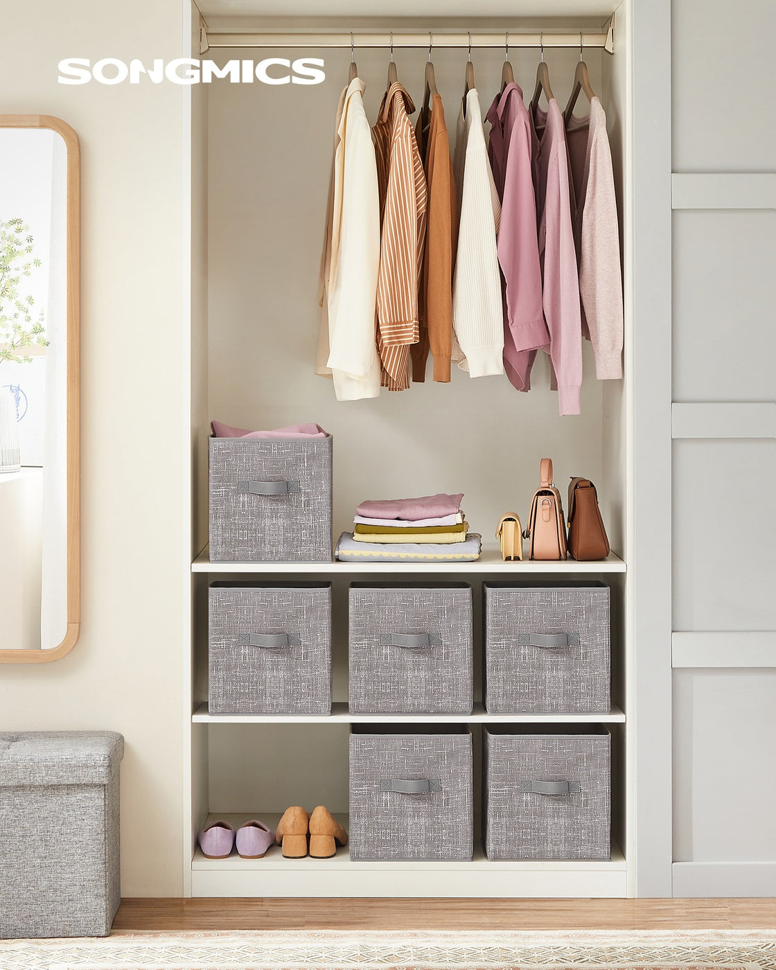 Non-Woven Fabric Storage Cubes with Double Handles - Taupe