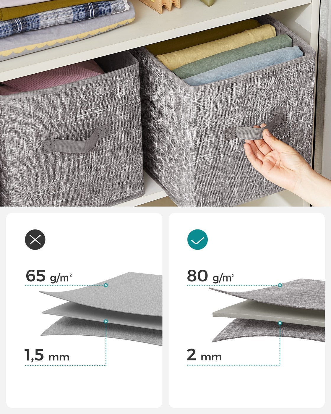 Non-Woven Fabric Storage Cubes with Double Handles - Taupe