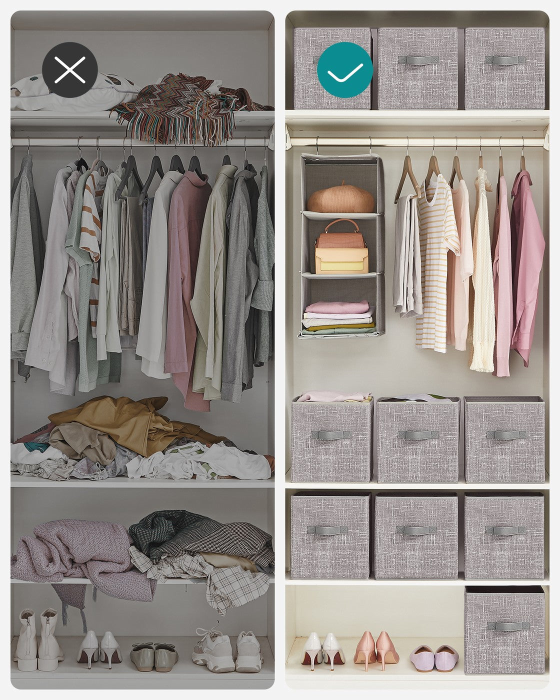 Non-Woven Fabric Storage Cubes with Double Handles - Taupe